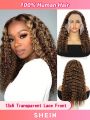 Transparent Lace Ombre Honey Blonde Piano Color Deep Wave 13*6  Lace Front Wigs Highlight 4/27# Human Hair Wig Pre Plucked For Women