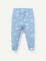 Cozy Cub 4pcs Baby Boys' Cartoon Animal Printed Round Neck Long Sleeve Top And Pants Pajama Set