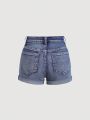 SHEIN Tween Girls' Spring Summer Boho Stonewashed Causal Ripped Roll Up Hem Denim Jeans Shorts,Girls Summer Clothes Outfits