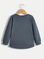 SHEIN Young Boy's Casual Comfortable Solid Color Thin Long Sleeve T-Shirt