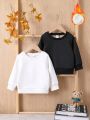 Baby Girl 2pcs Solid Thermal Lined Sweatshirt