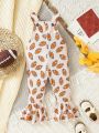 Baby Girl Cartoon Graphic Flare Leg Overall Jumpsuit
