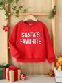 Girls Letter Graphic Thermal Lined Sweatshirt