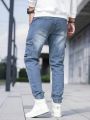 Men's Cargo Style Denim Jeans With Pockets