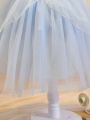 Little Girls' Puff Sleeve Mesh Dress With Bubble Skirt, Formal Occasions