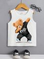 Toddler Boys' Casual Cartoon Pattern Sleeveless Vest Suitable For Summer