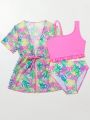 Little Girls' Tropical Printed One-Piece Swimsuit