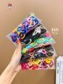 5 Packs/500pcs Girls' Colorful Towel Ring Hair Ties