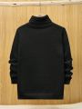 SHEIN Boys' Long Sleeve Turtleneck Loose Fit Sweater