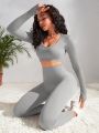Yoga Basic Women's Solid Color Sportswear Set