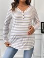 SHEIN Maternity Striped Long Sleeve T-shirt