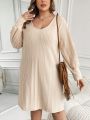 SHEIN LUNE Plus Size Long Sleeve Knitted Sweater Dress