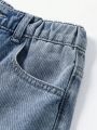 Teen Boys' Stylish Light Blue Washed Denim Jeans For Streetwear