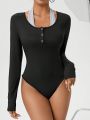 SHEIN Essnce Women'S Stylish Halter Neck 2 In 1 Bodysuit