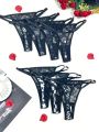 Gothic Style Lace Splicing Combination With Thong