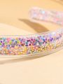 1pc Transparent Colored Love Heart Hairband With Glitter Liquid Inside
