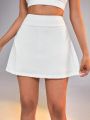 SHEIN Daily&Casual Women's Solid Color Sporty Skirt With Pockets
