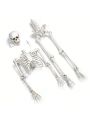 Halloween Decoration Skeleton, Life Size Posable Skeleton with Stake Red Eyes Sound Activated Realistic Human Bones, Halloween Decoration for Indoor Outdoor Spooky Scene Haunted House