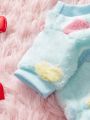 PETSIN Valentine's Day 1pc Light Blue Heart Printed Flannel Pet Sweatshirt Without Cap For Keeping Warm