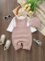 Infant Girls' Pink Cable Knitted Sweater Jumpsuit