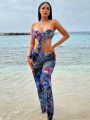 SHEIN Swim Vcay Tropical Print Swimsuit Set
