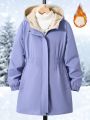 Teenage Girls' Hooded Fleece Lined Casual Jacket With Double Pockets
