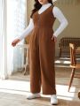 SHEIN Frenchy Women'S Plus Size Solid Color Jumpsuit