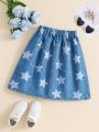 Teen Girl'S Five-Pointed Star Print Midi Skirt