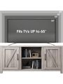 TV Stand for TVs up to 65 Inches, Wooden Media Console with Barn Door and Adjustable Shelves, Rustic TV Console Table Cabinet for Living Room Bedroom 60 Inch (Grey Wash)