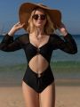 Teenage Girl'S Hollow Out Ring Buckle One-Piece Swimsuit