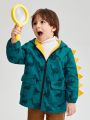 SHEIN Young Boy Dinosaur Print 3D Design Hooded Coat