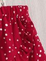 SHEIN Kids QTFun Little Girls' Polka Dot Printed Ruffled Hem Skirt