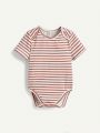 Cozy Cub Infant Boys' Round Neck Short Sleeve Cartoon Pattern Romper Set With Overlapped Shoulder, 3pcs