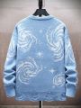 Manfinity Men's Vintage Loose Round Neck Sweater With Swirl Pattern Design