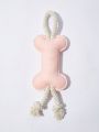 PETSIN Pink Felt Bone-shaped Toy With Rope And Sound Effect, 1pc