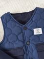 Baby Boy Letter Graphic Vest Coat & Sweatpants & Hoodie