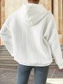 Women's Plus Size Solid Color Hooded Sweatshirt With Drawstring