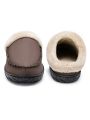Mens Leather Slippers Comfy Handmade Stitch Slip-on House Shoes Warm Fur Lined Rubber Sole Indoor Outdoor