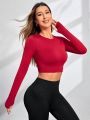 SHEIN Boxing Women's Red Cropped Seamless Sports T-shirt