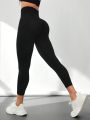 Yoga Basic Cropped Pants Seamless High Waist Abdominal And Hip Lifting Movement