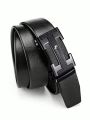 1pc Men's Fashion Business Casual Versatile Smooth Buckle Pu Leather Belt For Meeting And Travel