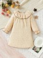 Toddler Girls' Star Printed Long Sleeve Ruffle Collar Dress, Autumn And Winter Style