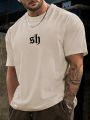 Manfinity Homme Men's Plus Size Round Neck T-shirt With Letter Print