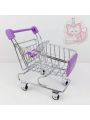 One Miniature Metal Fashionable Creative Supermarket Shopping Cart With Storage Function As Desk Organizer, Home Decoration, Festival Gift