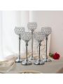 5 Pcs Crystal Candle Holder,Tea Light Candlestick Holders for Wedding Table Decoration,Halloween Decoration ,Christmas Decoration,Centerpiece for Party Home Decor