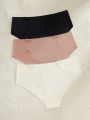 Women's Seamless Knit Triangle Panties With Bowknot Decoration, 3pcs/Pack