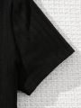 SHEIN Kids HYPEME Big Girls' Sports Street Style Knit Solid Color Short Sleeve Slim Fit Jumpsuit Shorts