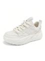Unpopular Beige Chunky Sneakers With Elevated Sole, Casual Style