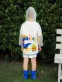 Boys' Cute Transparent Dinosaur & Letter Printed Raincoat For All Seasons