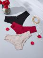 Valentine's Day Heart Shaped Hollow Out Triangle Panties (3pcs/Set)
